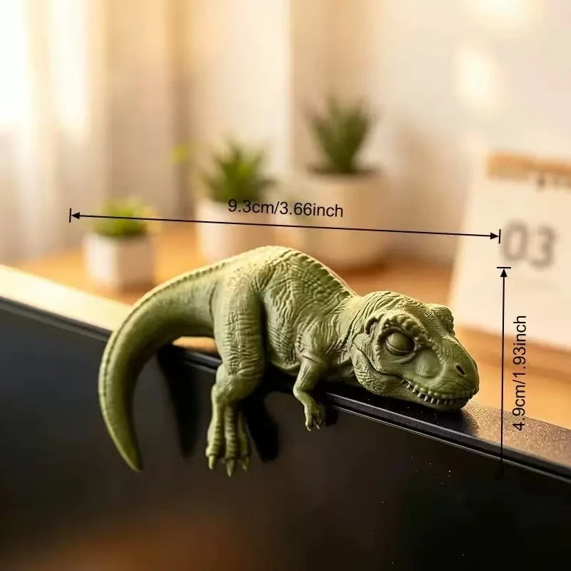Sleeping T-Rex Monitor Topper Figurines 3D Printed Mini Lazy Dinosaur Ornaments for Desk/Monitor/Shelf Cute  Dino Decor view 5