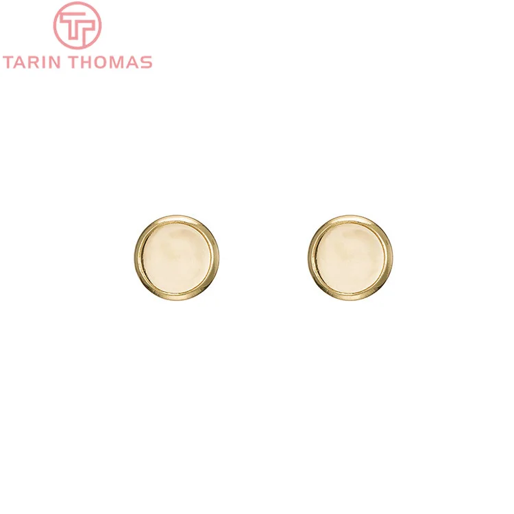 (2442)8PCS Inside 6MM 8MM 10MM 12MM 24K Gold Color Brass Round Sets Stud Earring High Quality Diy Jewelry Accessories