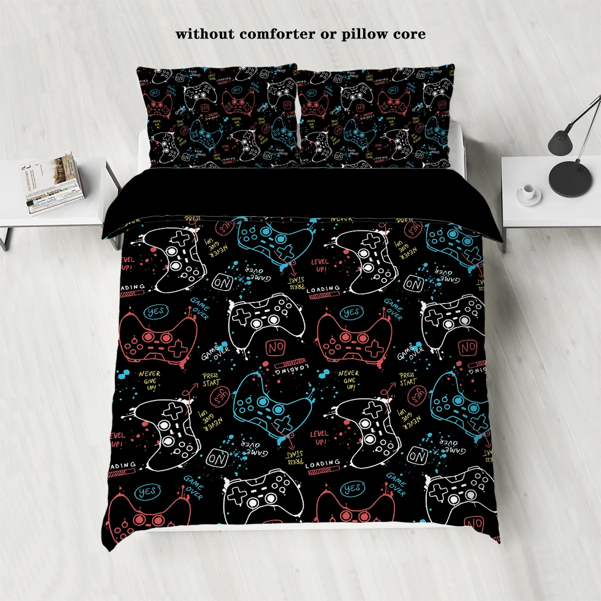 

3-piece down duvet cover set with game controller pattern digital printing (1 duvet cover+2 pillowcases, no core) bedding set