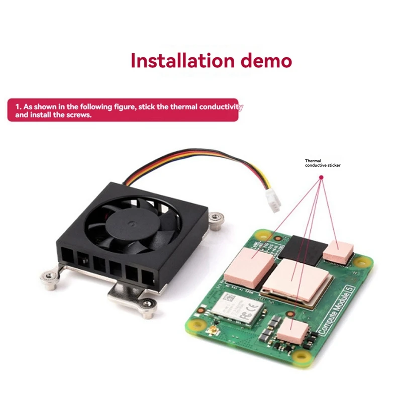 Ventilador de refrigeración CM5 para módulo de cómputo Raspberry Pi 5 de poco ruido con cinta conductora de calor CM5-FAN-3007-5V