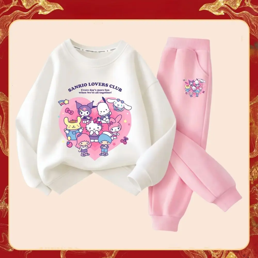 ملابس رياضية عصرية للفتيات من Sanrio Family مطبوع عليها رسوم كرتونية كورومي لربيع الخريف للأطفال بأكمام طويلة بدلة رياضية مكونة من قطعتين #6