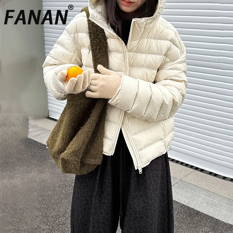 

FANAN Hooded Design Thick Warm Down Coats For Women Suitable -10Celsius Zipper Cardigan Fit Female Outwear Outdoors Winter New