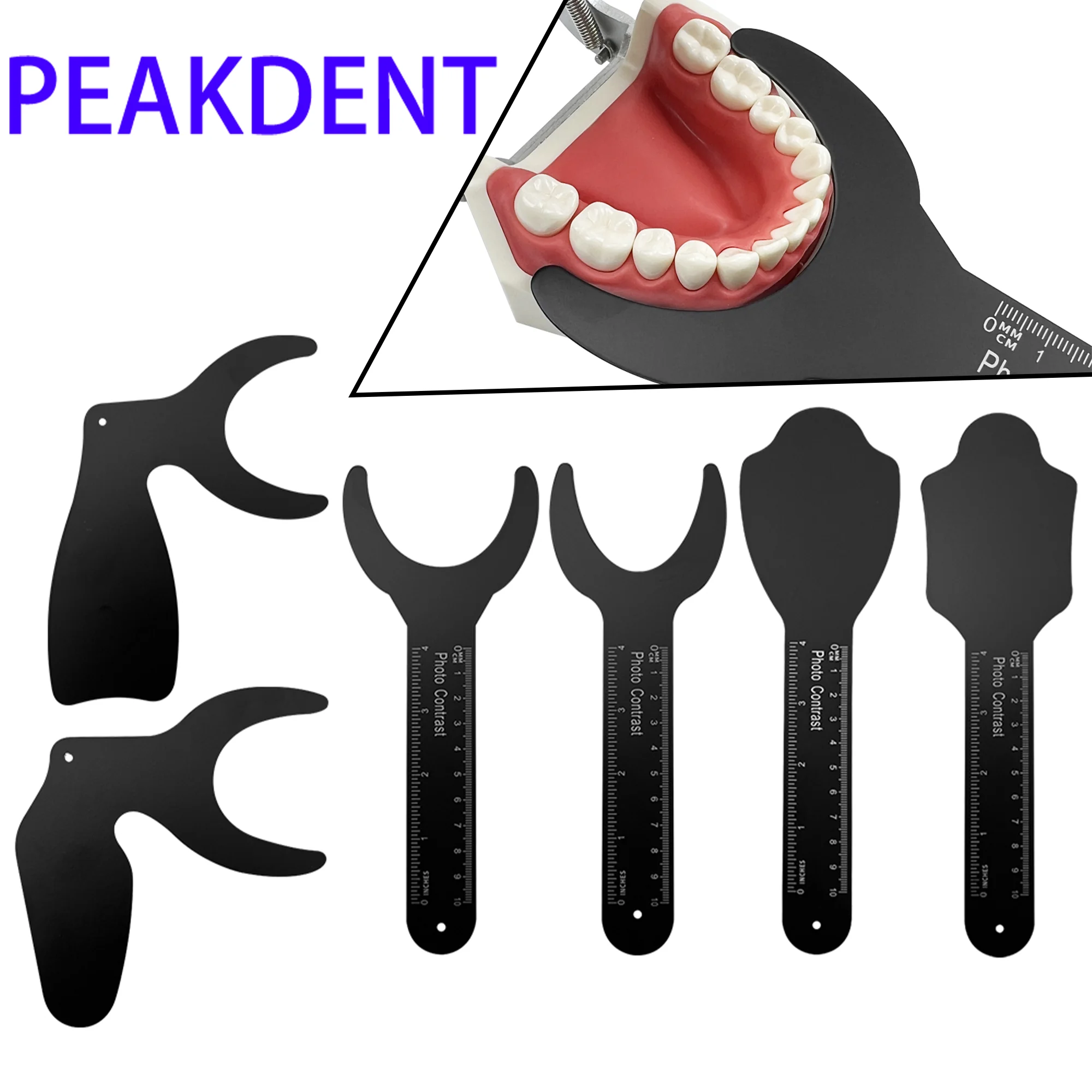 6Pcs Dentist Dental Photo Contrast Black Background Board Autoclavable Dental Contrast Oral Cheek Plate with Scale Mark Autocl