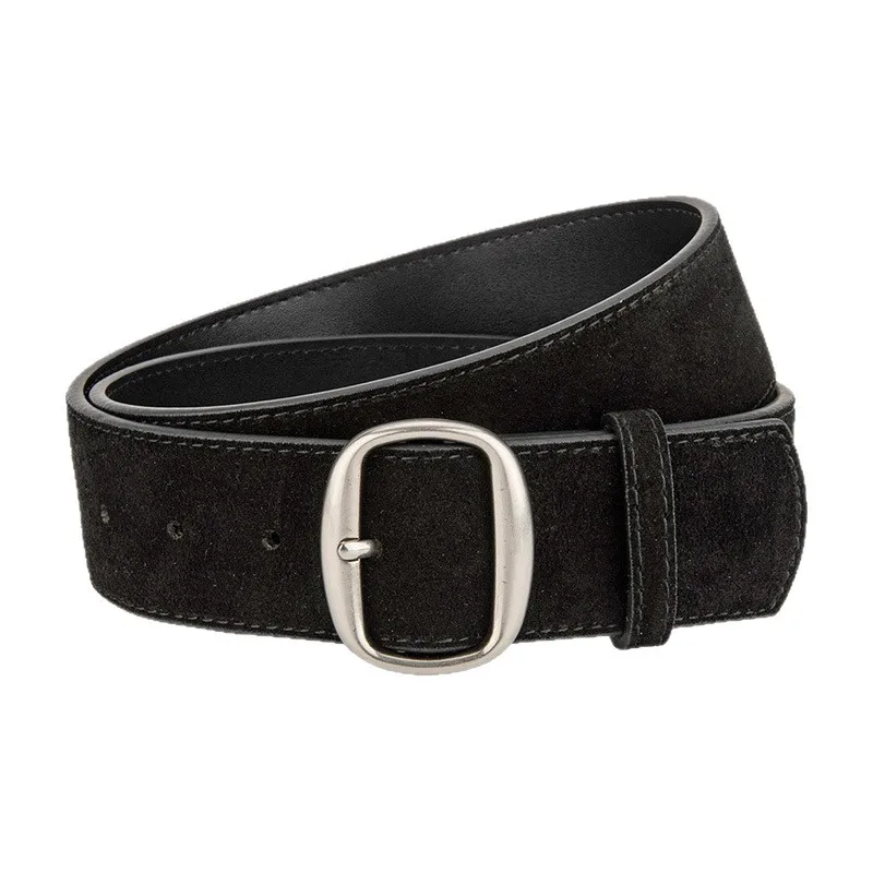 Matte Wide Belt, Women's Decorative Belt for Dresses and Jeans, Fashion Suede Genuine Leather Ladies Belt