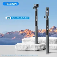 Palo de Selfie Invisible de fibra de carbono Telesin 3M para Gopro Hero13 12 11 10 9 DJI Action5 4 3 Insta360 X5 X4 accesorios de motocicleta