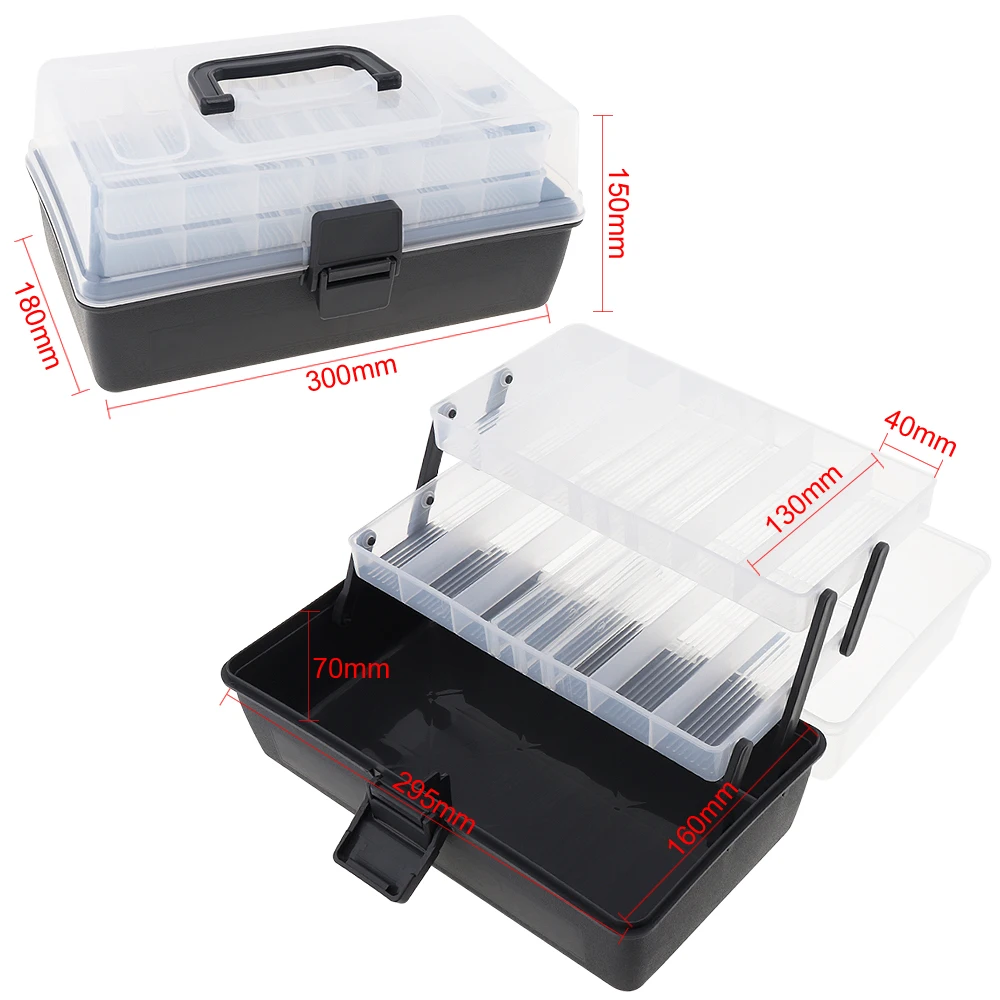 3 Layers 30 x 18 x 15cm Multifunctional Fishing Lure Reel Tools Box Plastic Big Fishing Tackle Box