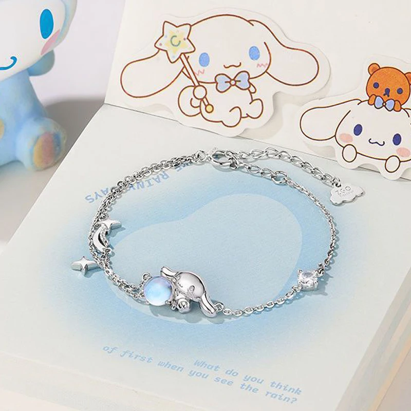 Pulsera Plateada de Moda con Diseño de Cinnamoroll, Accesorio de Lujo para Mujer, Estilo Y2K, Regalo de Cumpleaños