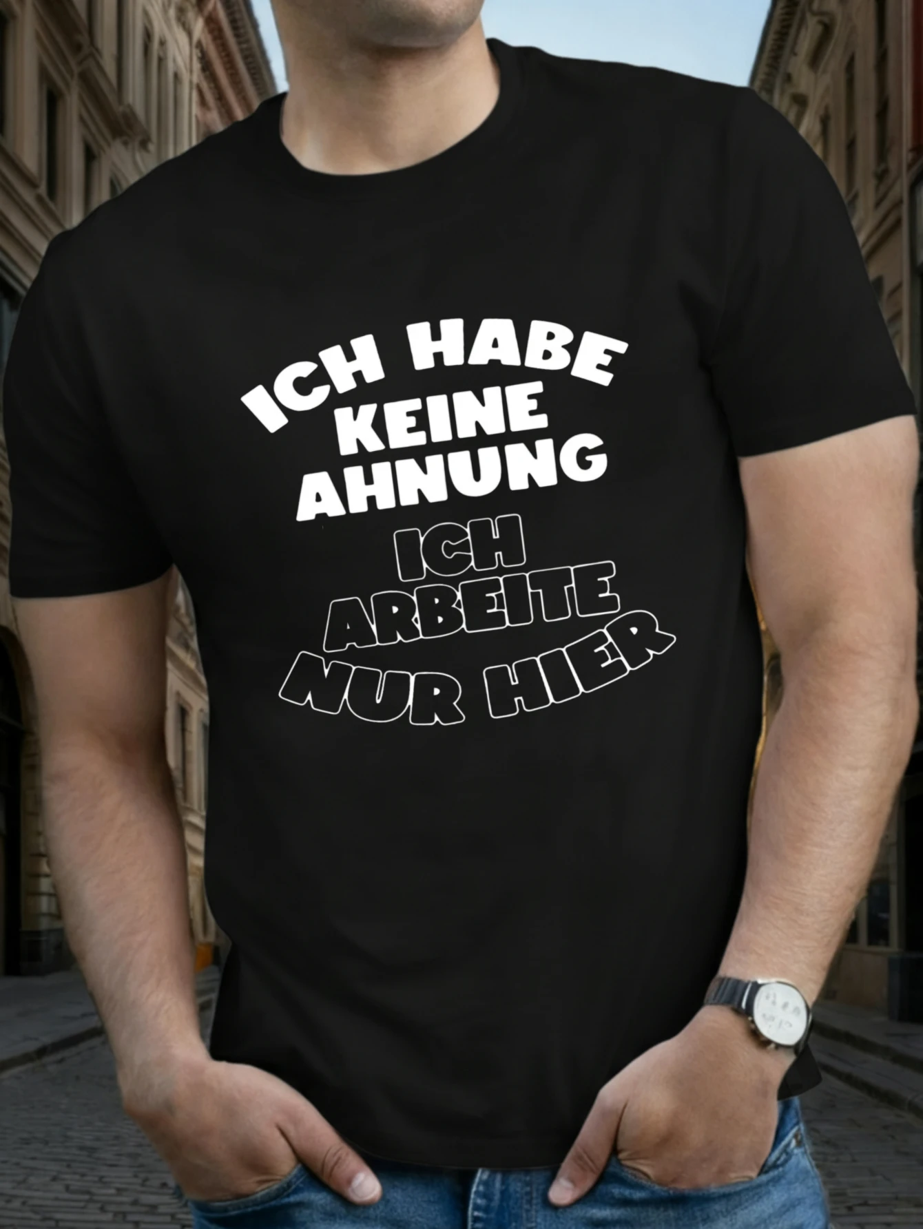 Joocar „Ich habe keine Ahnung, ich arbeite nur hier“ – Lässiges Baumwoll-T-Shirt für alle Jahreszeiten, Rundhalsausschnitt, weicher Stretch, atmungsaktiv, kurze Ärmel, modischer Streetwear-Oberteil