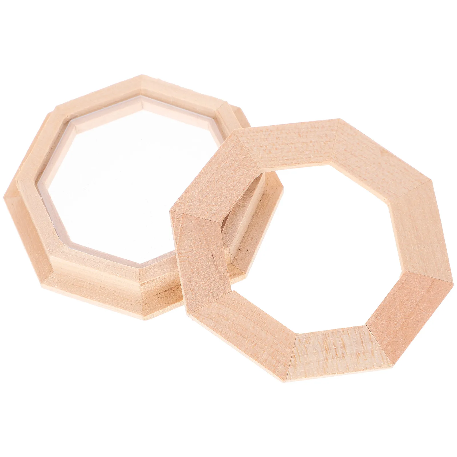 

Unpainted Wooden Mini Window Frame DIY Octagonal Design for Dollhouse Decoration Miniature Wood Window Furniture Accessory