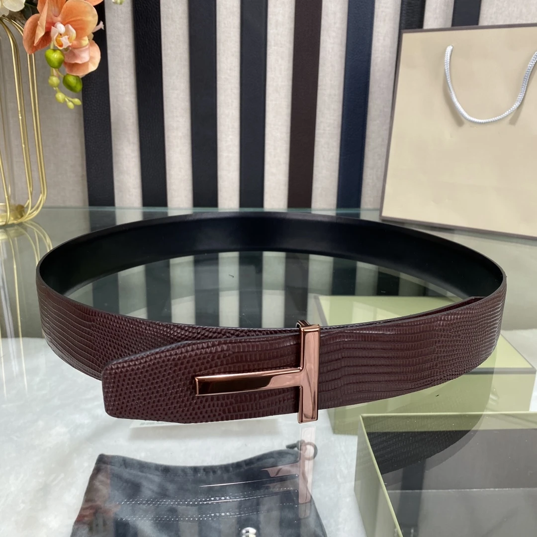 

High Quality Cintura Uomo Luxury Goods Designer Male waistband Leather T Buckle Belt With Double-sided Use Reversible Ceinture