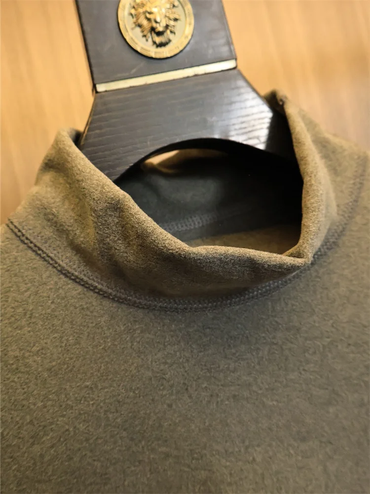 Double-Sided Heating German Velvet High-Neck Base Shirt Men's Fashionable  Color Winter T-Shirt Standard Fit Modern Style