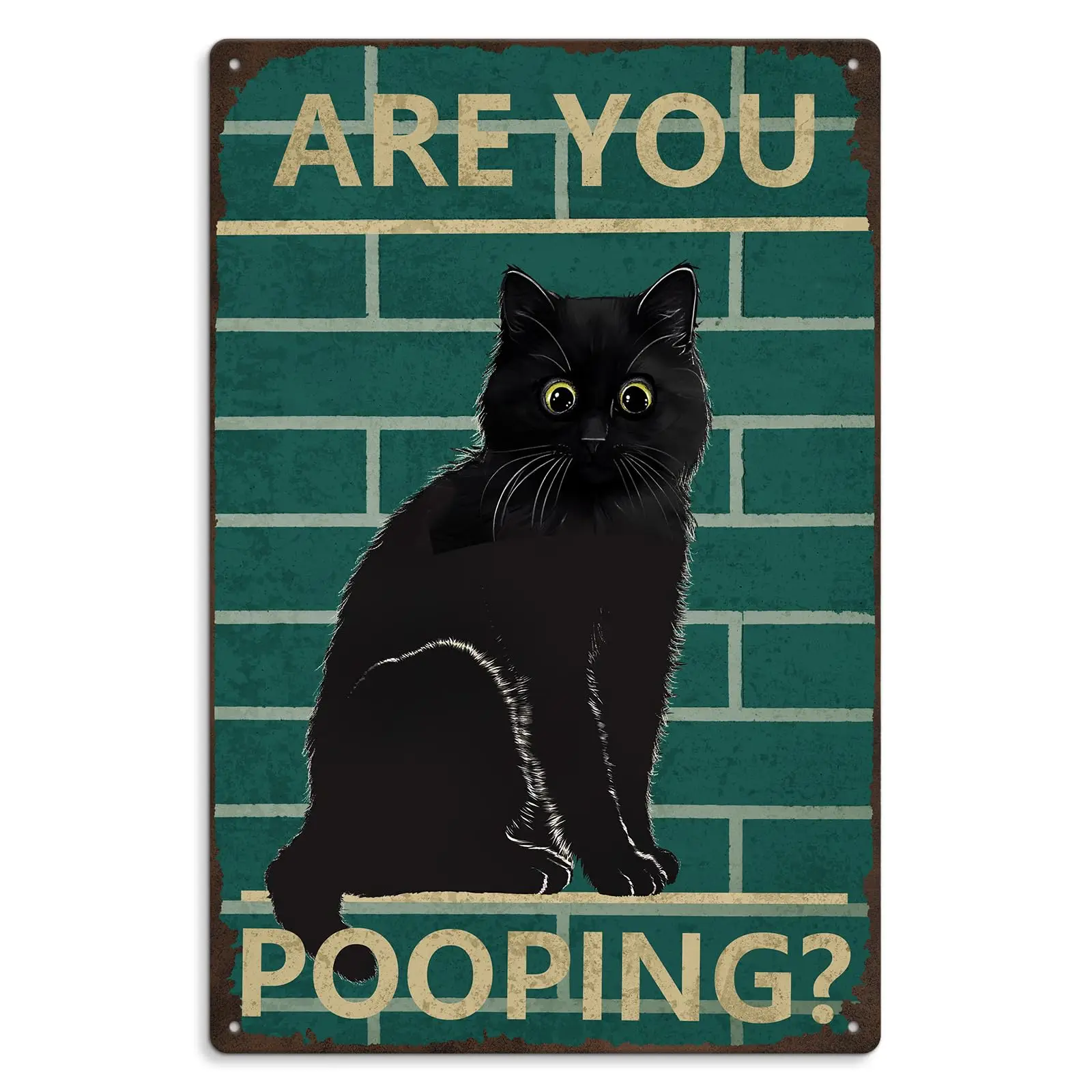 Забавные жестяные вывески Kercan в виде черной кошки, украшение для ванной комнаты, настенное украшение для гостиной, туалета