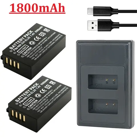 1800MAH EN EL20 EL20A 배터리 EN-EL20 EN-EL20A Nikon Coolpix P1000 P950 Nikon 1 J1, 1 J2,1 J3 Nikon 1 AW1 카메라 배터리
