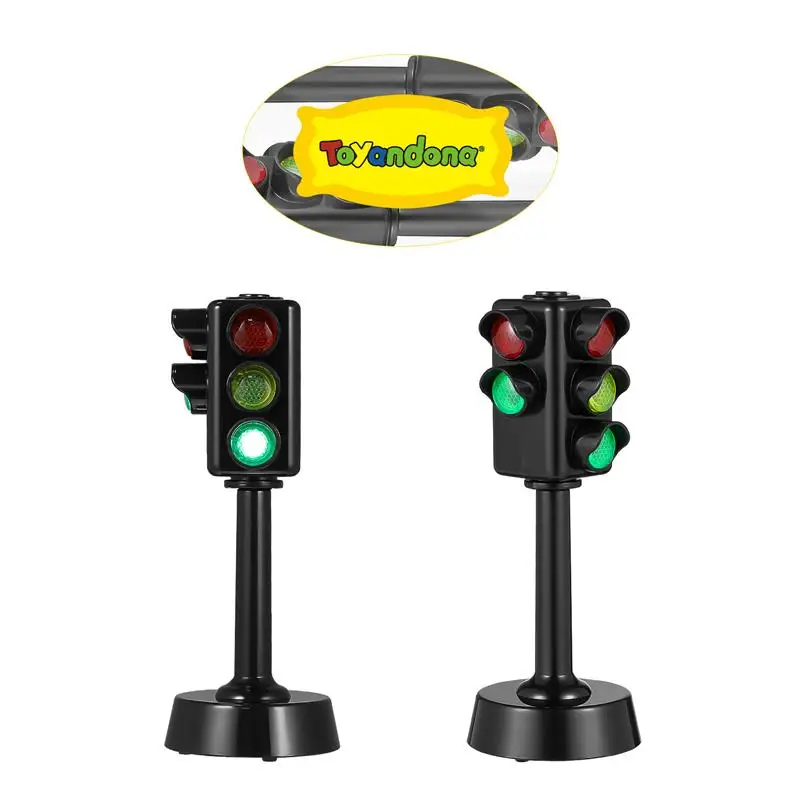 2PCS/Set Traffic Lights Toys Classic Parking Lot Scene Plastic Models Toy Mini Kids Early Educational Learning Puzzle Gifts