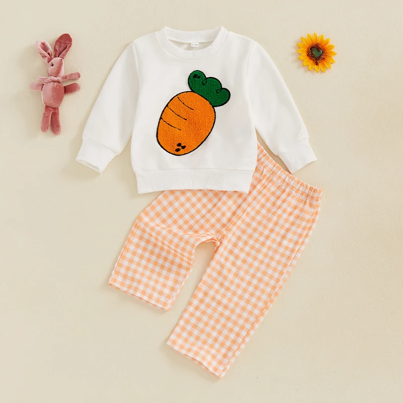 

Adorable Infant Easter Ensemble with Bunny Appliqué on Cozy Hoodie and Matching Plaid Pants for Little One s Spring Celebration