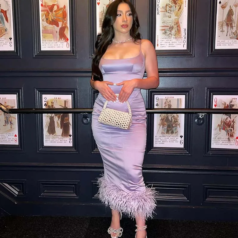 유럽 및 미국 스타일 패치워크 프린지 스트랩리스 드레스 롱 드레스 초가을 신상품 솔리드 컬러 새틴 스트랩리스 드레스