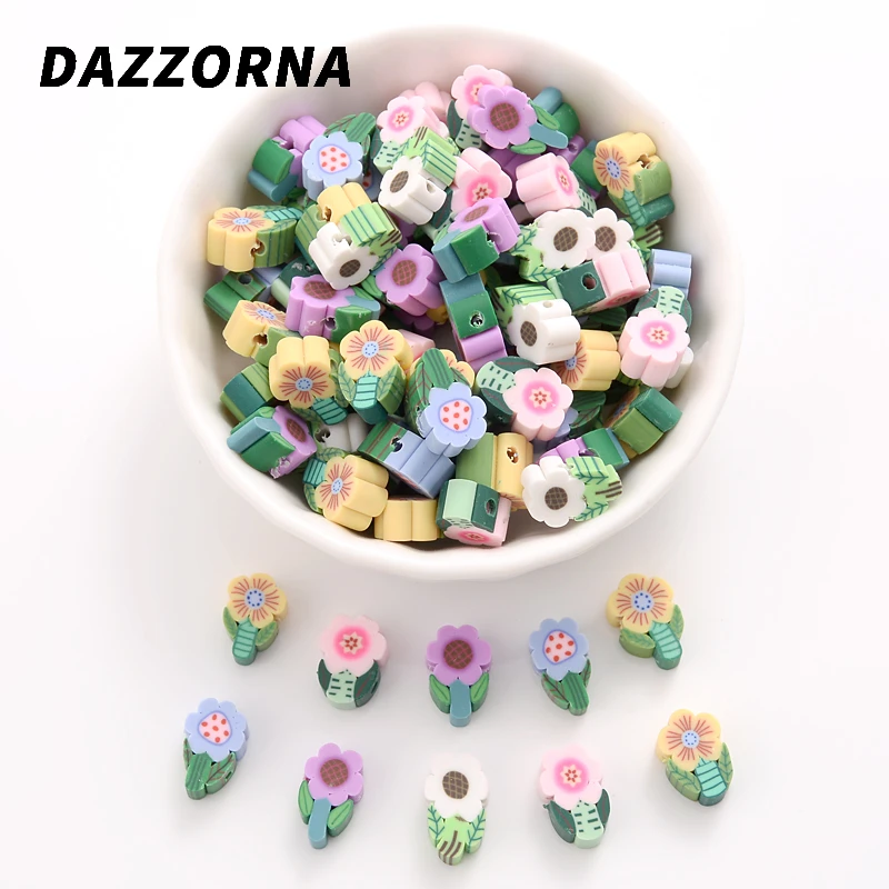 7x11mm Charm Flower Shape Polymer Clay Beads 50-150Pcs Mixed Color Loose Spacer Beads For DIY Bracelet Necklace Jewelry Making