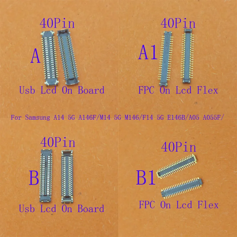 2-10Pcs Lcd Display Usb Charger Charging FPC Connector Plug For Samsung Galaxy A14 5G A146F M14 M146 F14  E146B A05 A055F 40 Pin