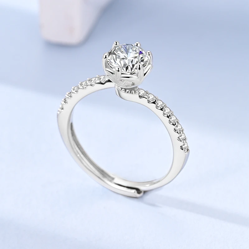

New Original 925 Sterling Silver Round Zircon Ring For Women Fit Wedding Party Jewelry Gift