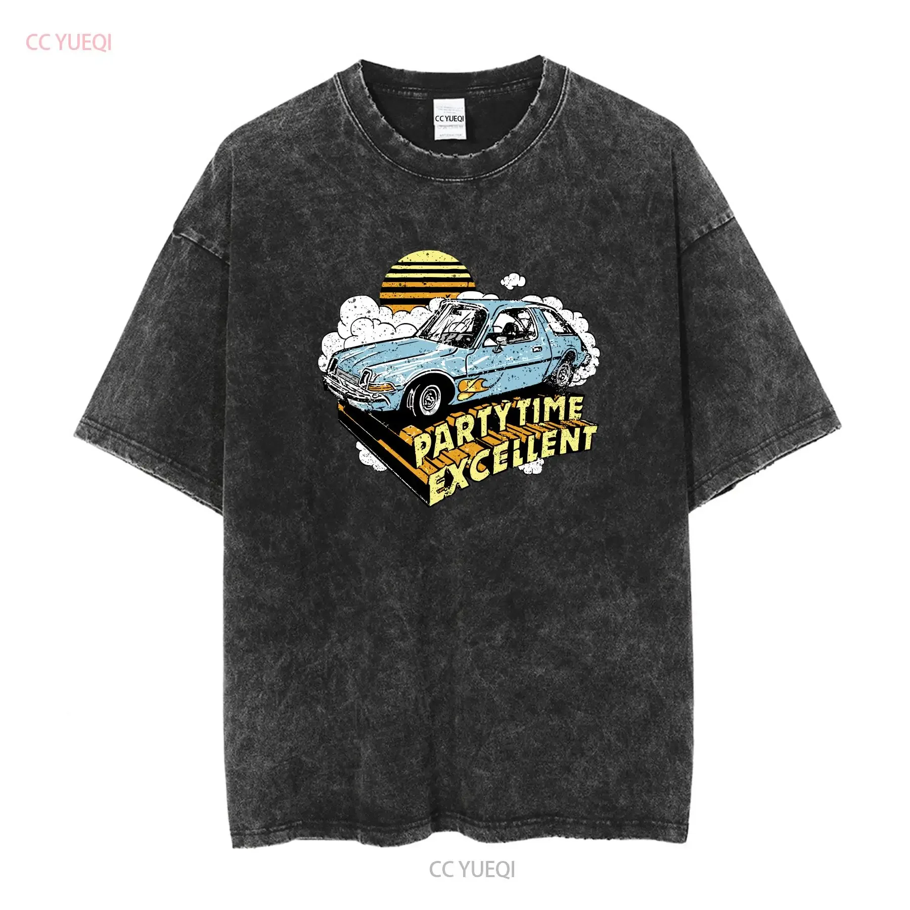 Wayne's World T Shirt Party Time Excellent Cult Classic Movie 90s Vintage Waynes Mens vintage Washed Breathable streetwear