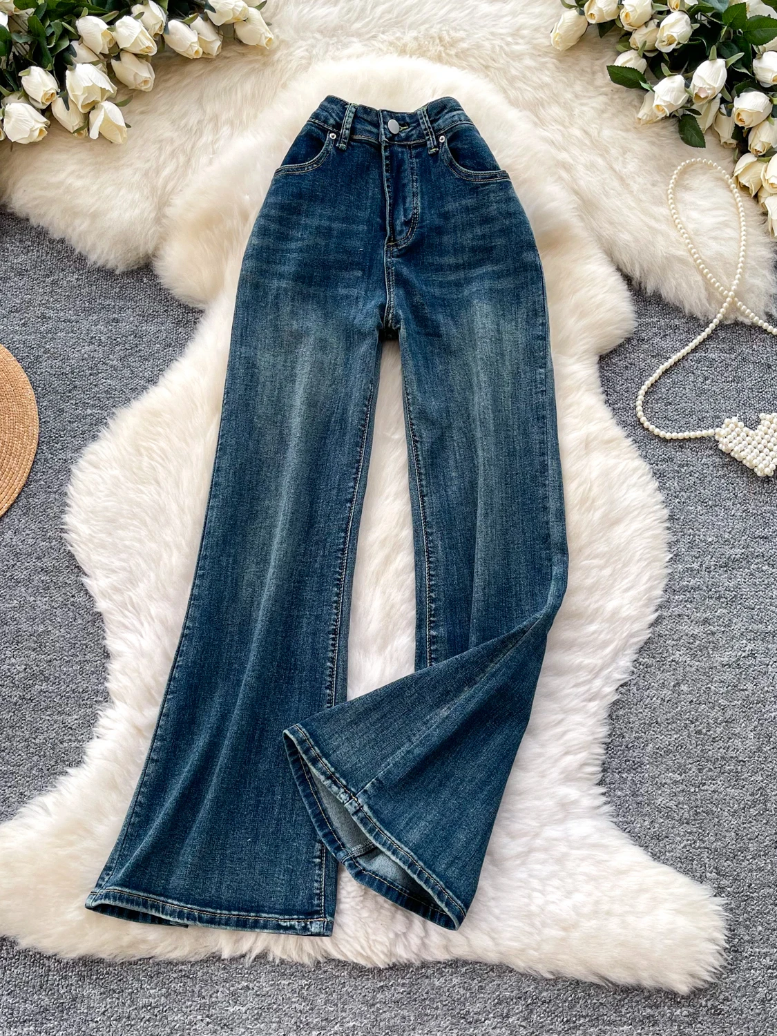 

Retro High Waist Wide Leg Jeans Women's Casual Spring Loose Slimming Versatile Loose Fit Casual Long Pants