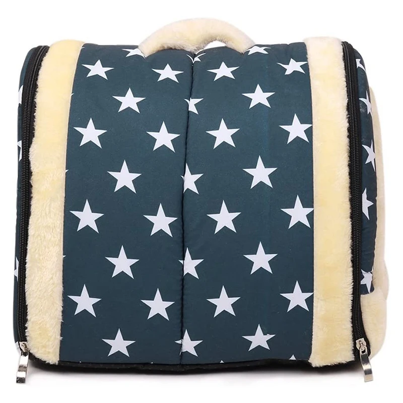 ONCE Soft Warm Star Pattern 2 in 1 Pet Nest Non-Slip Dog Cat Bed Foldable Winter Soft Cozy Sleeping Bag Mat Pad Cushions