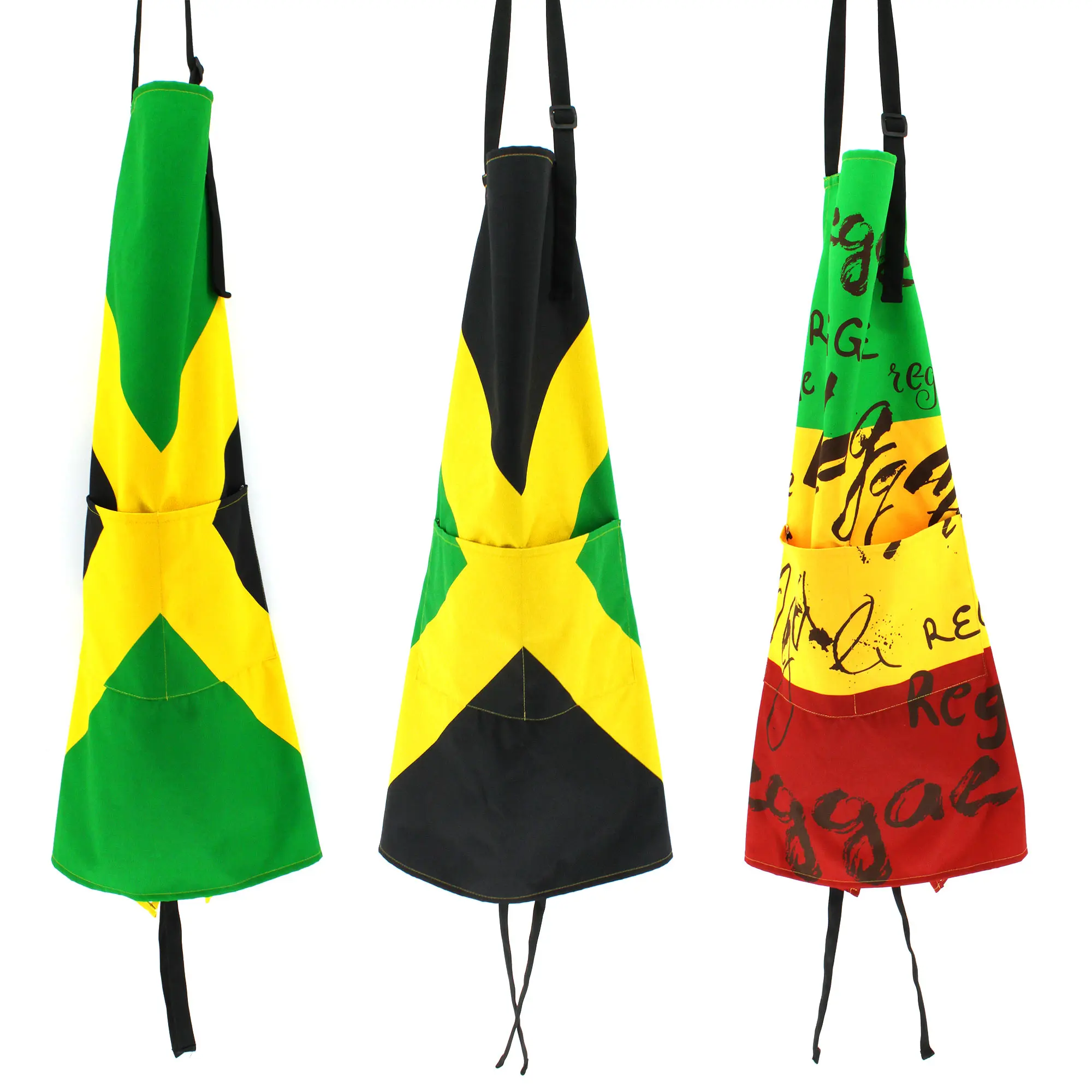 Kitchen Apron Waterdrop Cotton with Adjustable for Man and Women with Pockets Cooking Garden Jamaican Reggae