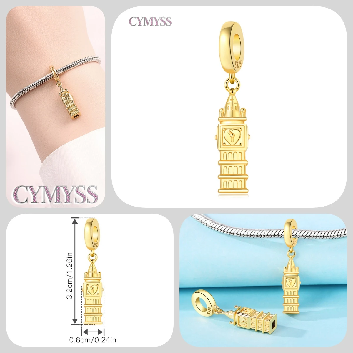 Zierlicher Anhänger aus 925er Sterlingsilber mit Engel-Gebetsperle, passend für Armreif, Armband, Halskette, DIY-Schmuck, Geburtstagsgeschenk für Frauen – Detail 9