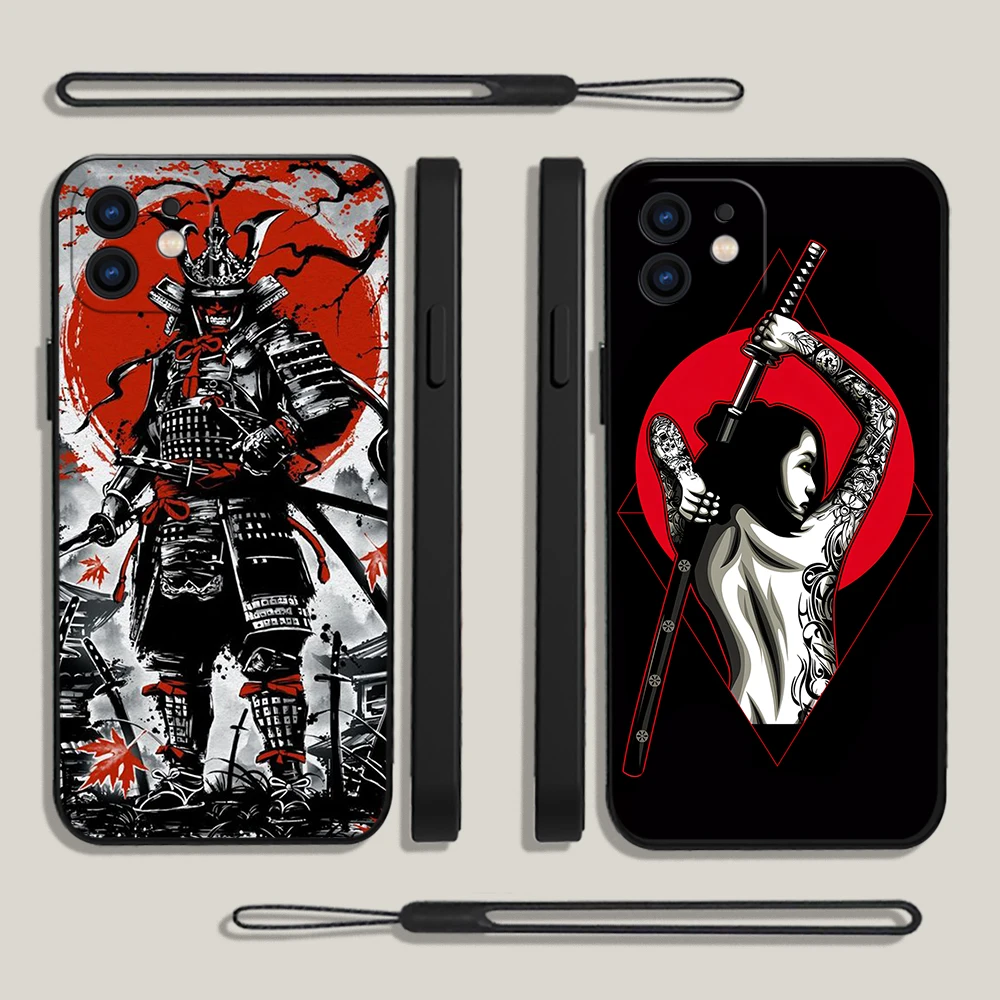 Anime Samurai Oni Mask Phone Case For Samsung Galaxy S24 S23 S22 S21 S20 Ultra Plus FE S10 S9 S10E Note 20 ultra 10 9 Plus Cover