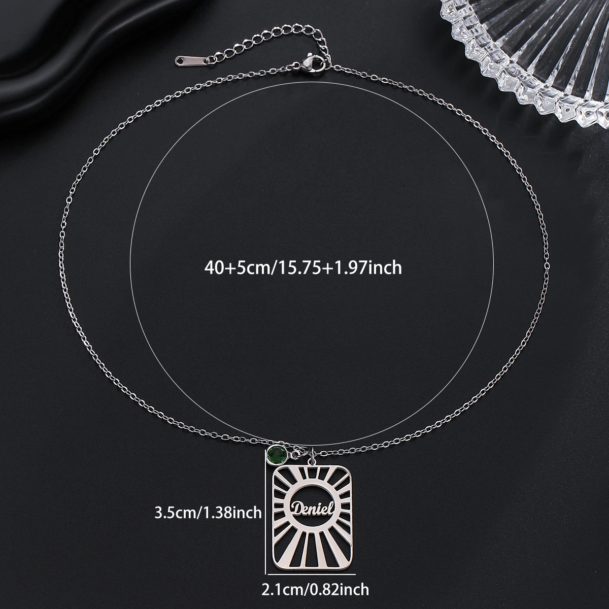 

Custom Name Stainless Steel Sunburst Necklace Women's Fashion Pendant Necklace