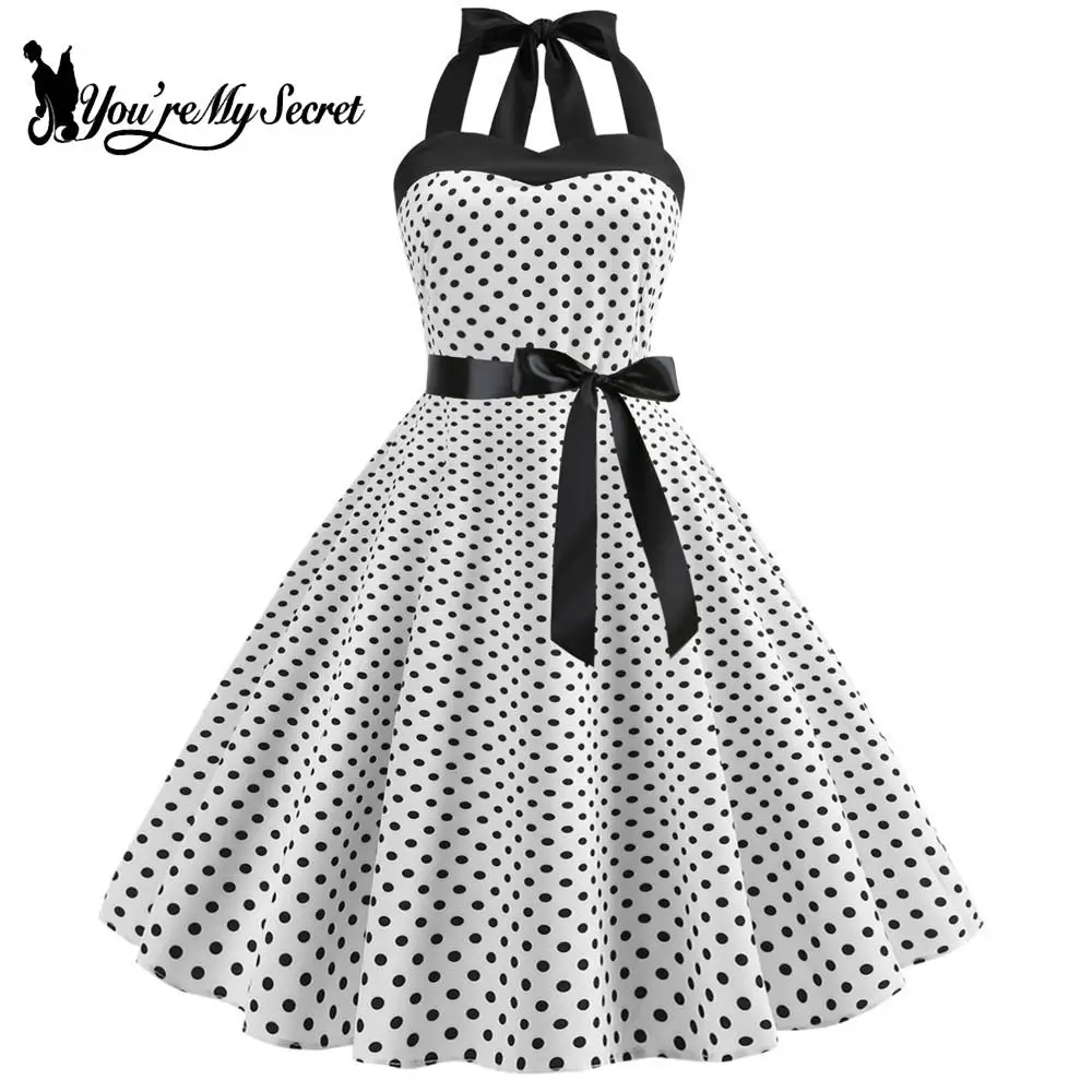 أنت سري-فستان نسائي كلاسيكي منقط ، دبوس قوطي فستان روكابيلي ، فستان مثير بلا أكمام ، فستان حفلة موسيقية ، 50s ، 60s #2