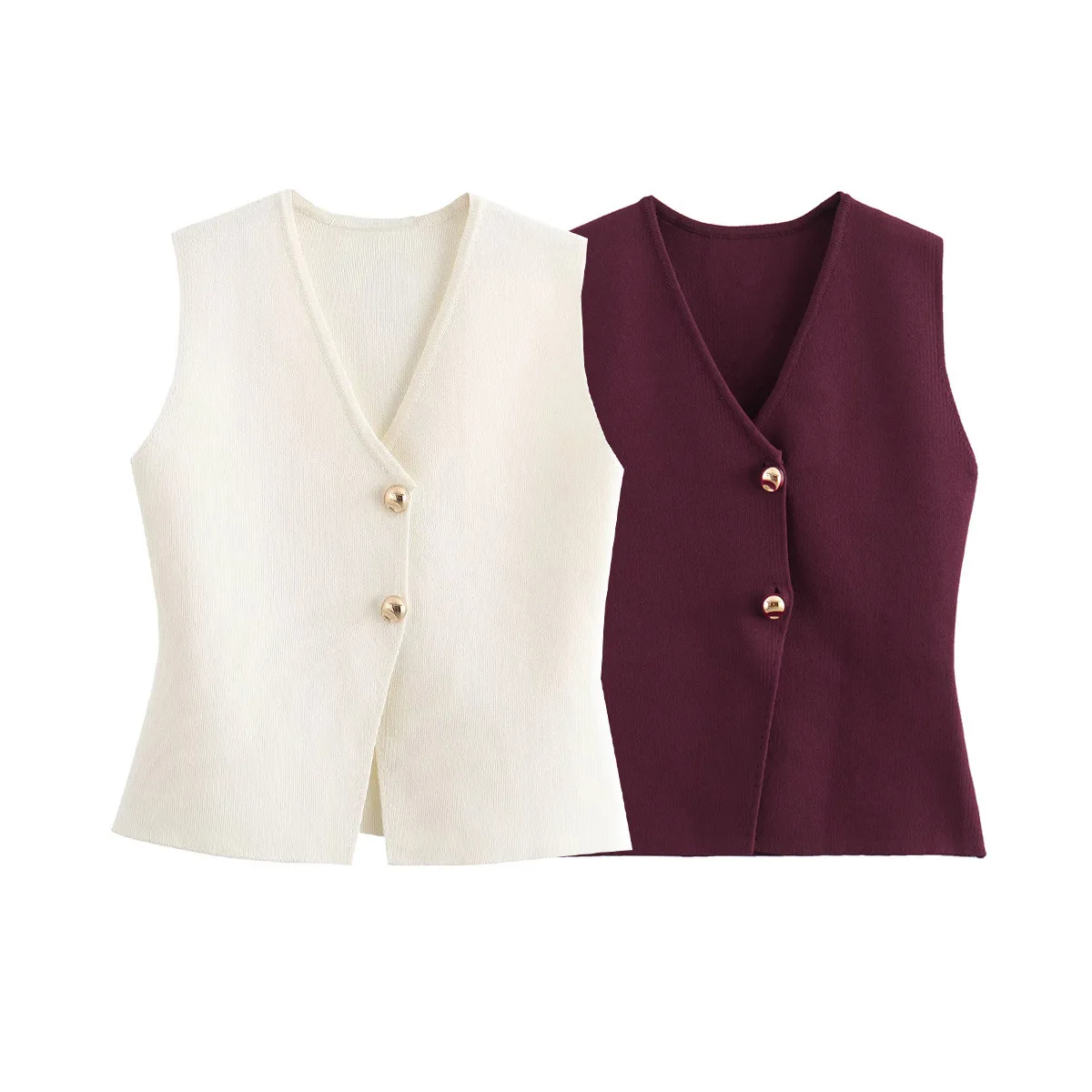 MsChuh Woman's Knitted Vest Cropped Sleeveless Vests Single Breasted Top Female Holiday Knitting Short Tops Spring Autumn New