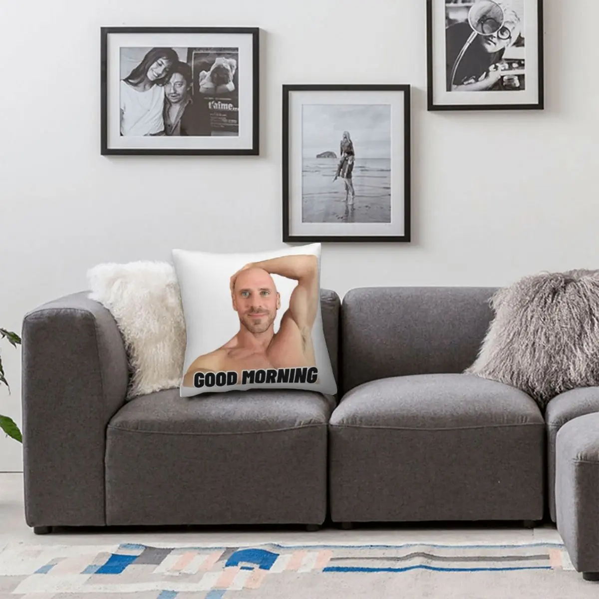 Johnny Sins Good Morning Square Pillowcase Polyester Linen Velvet Creative Zip Decor Pillow Case Home Cushion Cover