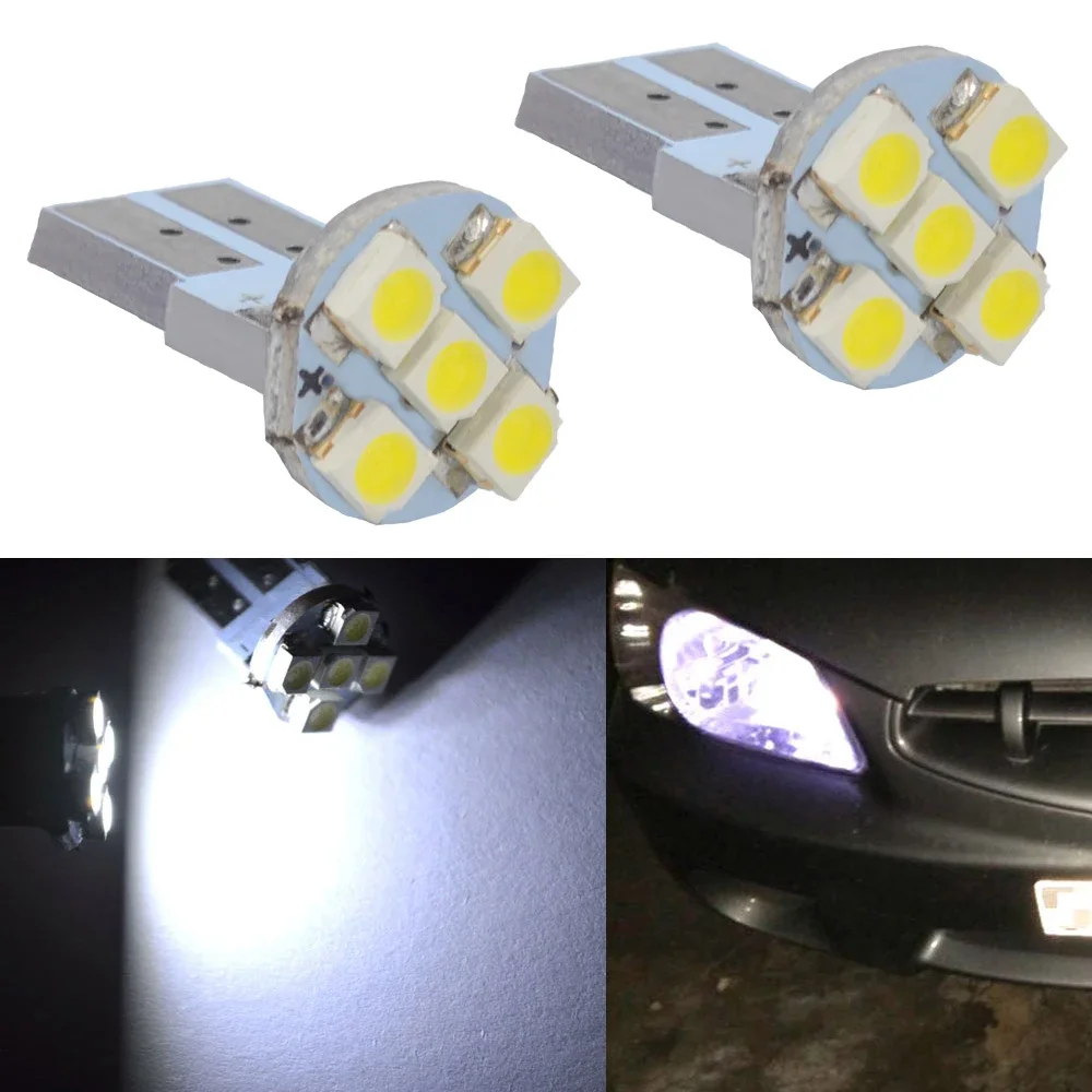 

2 шт., белые автомобильные лампы T10 DC 12 В 3528 5SMD