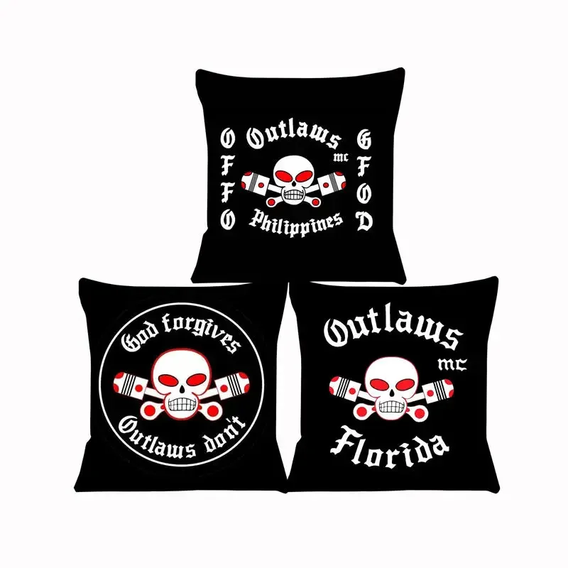 MC Outlaws Fodera per cuscino per divano Federa per sedile per auto Federa per cuscino 45X45 cm per la decorazione domestica