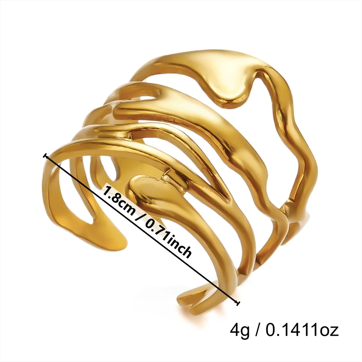 Edelstahlringe mit unregelmäßigen Wellen, Korallen, Seesternen und Blumen für Damen und Herren, Retro-Punk, florale Blätter, geometrische Linien, Boho-Schmuck – Detail 34