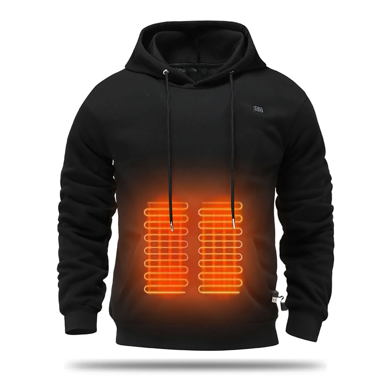 Hooded Electric Heating Top Portable Hoodie Usb Hoodie For Men With Adjustable Temperature Plus Size Winter Top With Drawstring