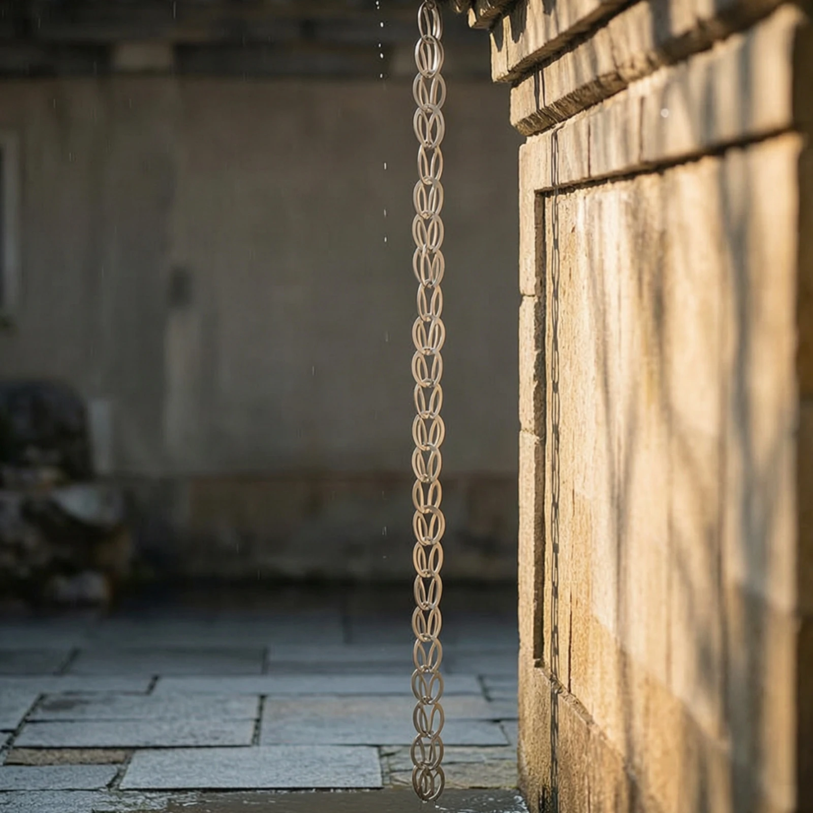 Rain Chain with Oval Links Architectural Aluminum Rain Chain Hardware Stylish Modern for Homeowners, Gutters, Eaves