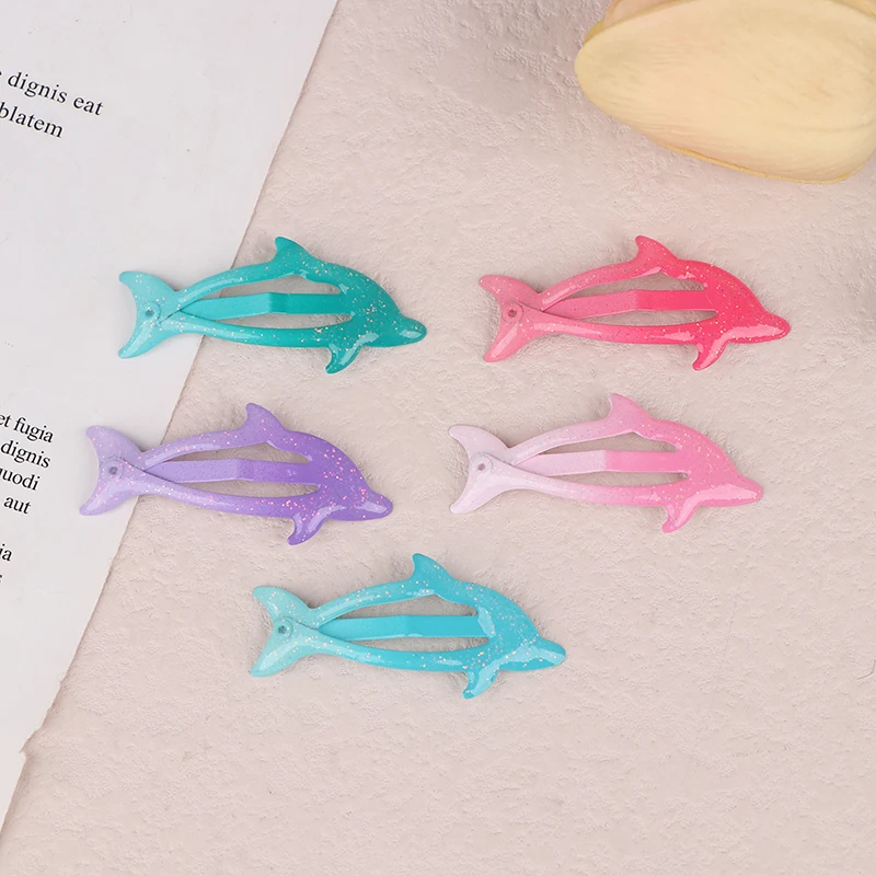 5 Stück bunte Glitzer-Delfin-Haarspangen für Mädchen, Frauen, Kinder, Urlaub, Party, Geschenk, Haarschmuck, Kopfbedeckung – Detail 4