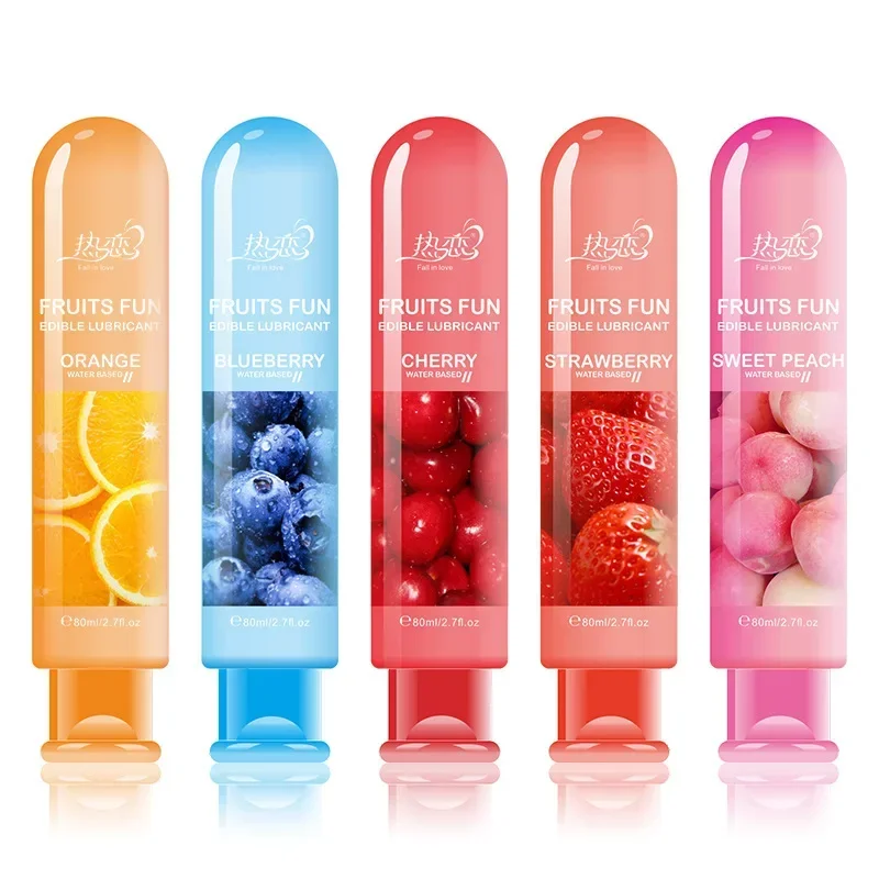 Lubrifiant à base d\'eau aromatisé aux fruits comestibles, facile à nettoyer, non Grework, longue durée pour les produits sexuels pour adultes