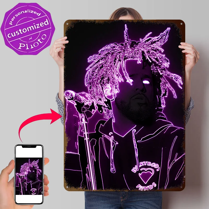 J Cole 3D Printed Texture Poster Personalized Wall Art Retro Metal Tin Signs for Room Decorating Interior Bedroom Decoration