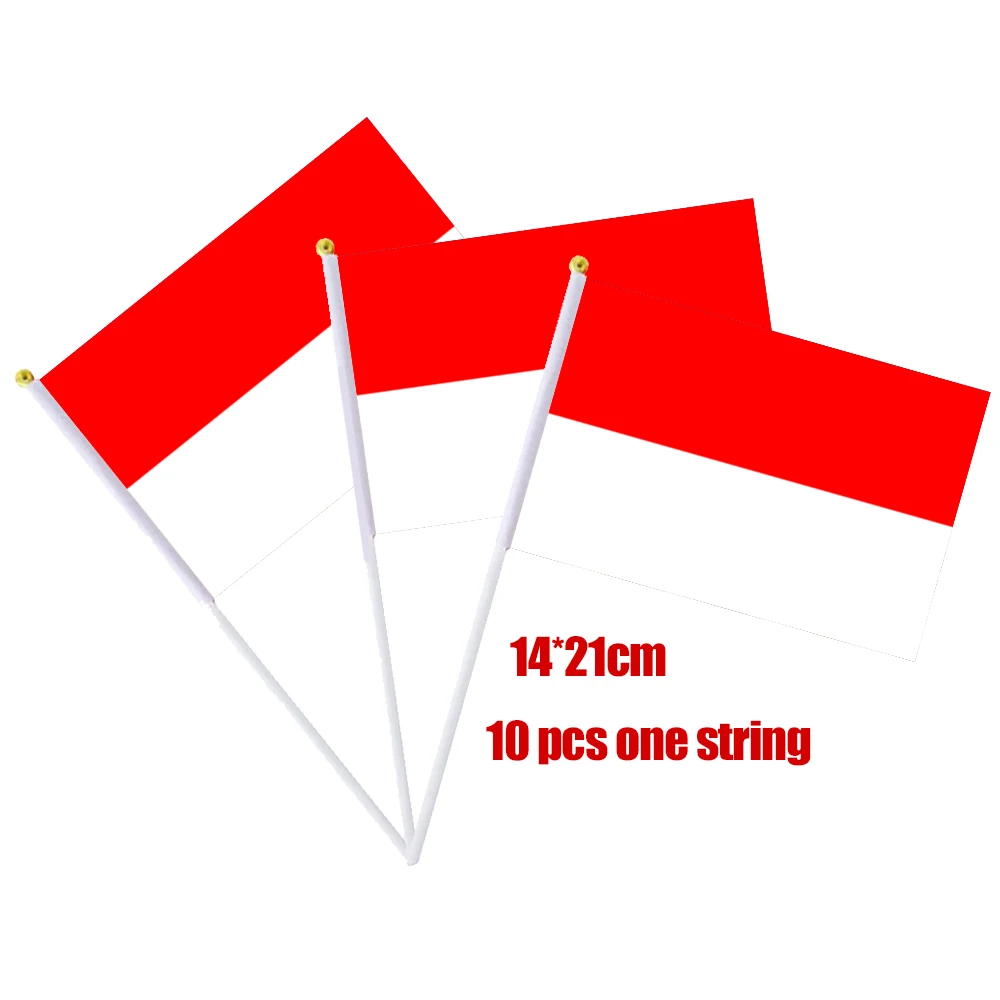 Flagnshow 100% Polyester 10 Pcs 14*21cm Indonesia Hand Waving Flags