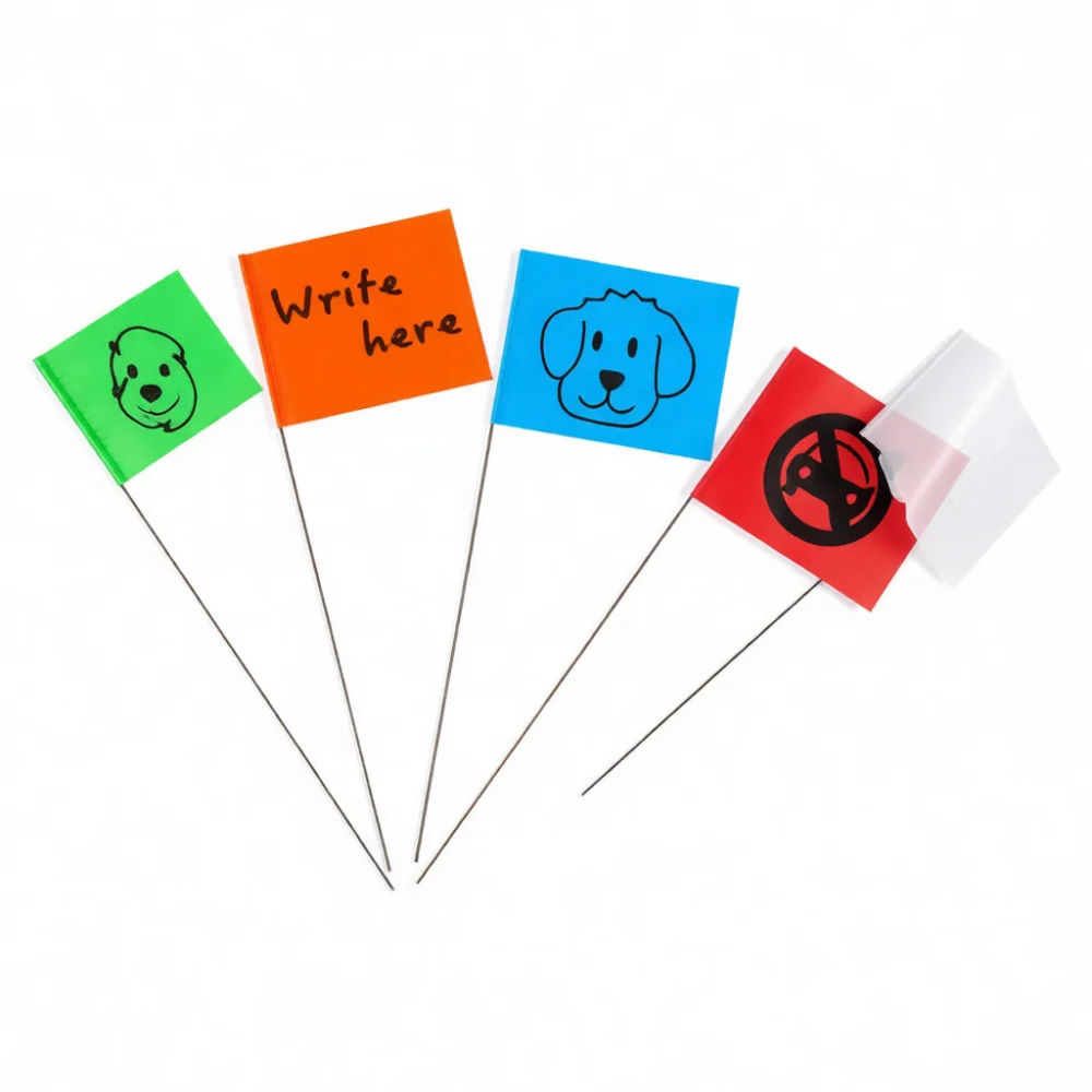 Durable PVC Lawn Marking Flags Outdoor Construction Site Safety Signs Irrigation Line Location Stakes Professional Markers