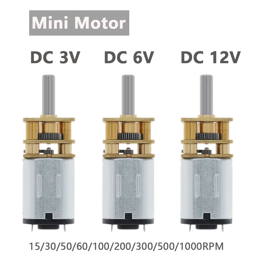 DC 3V/6V/12V N20 Mini Micro Metal Gear Motor with Gearwheel DC Motors 30/50/60/100/200/300/500/1000RPM High Torque Engine Tools