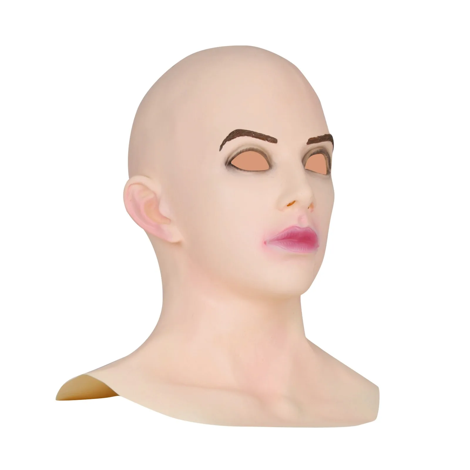 Adult Full Head Mask High Quality Female Shaped Silicone Crossdresser Headgear Halloween Cosplay Accessory Masque Horreur