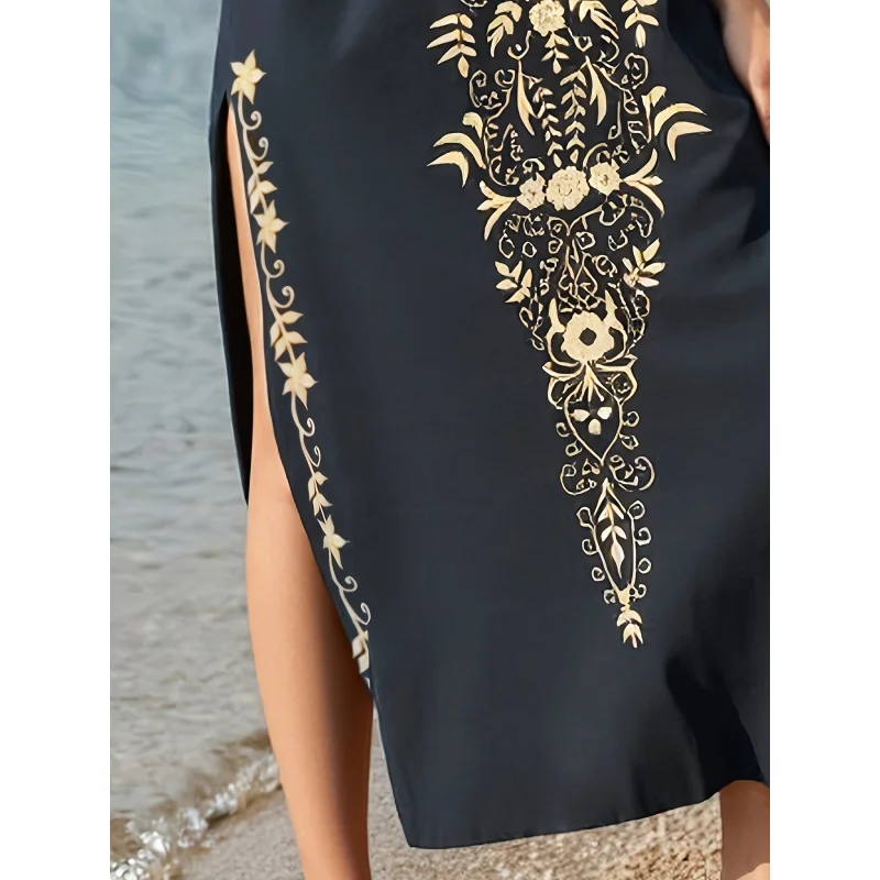 

Женский модный пляжный купальник-накидка с цветочным принтом для отпуска