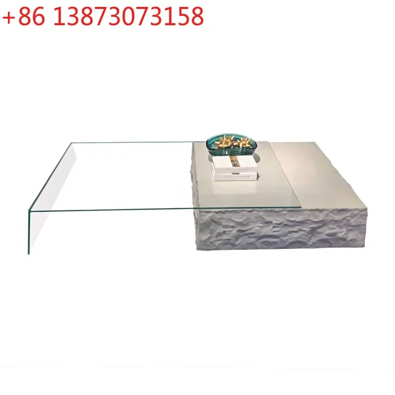 Italian minimalist limestone coffee table designer high-end living room home telescopic square