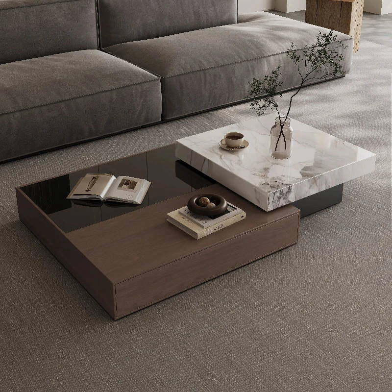 

Living Room rectangle coffee table Aesthetic Storage Luxury Design Decor Side Table Slate Space Saving home Furniture