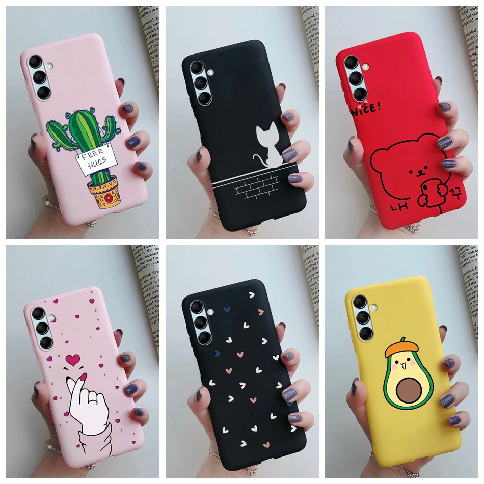 Phone Case For Samsung Galaxy A34 5G SM-A346B Cute Cat Cactus Soft Silicone TPU Back Cover For Samsung A24 A34 A54 M14 5G Cases