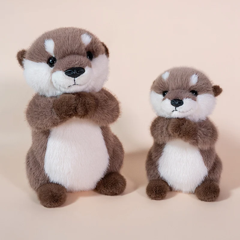 Almohada de muñeco de peluche de nutria bonita de dibujos animados de 25/35cm, botón de cortina de pie, juguete de peluche de nutria de succión magnética, regalo de decoración del hogar para niños